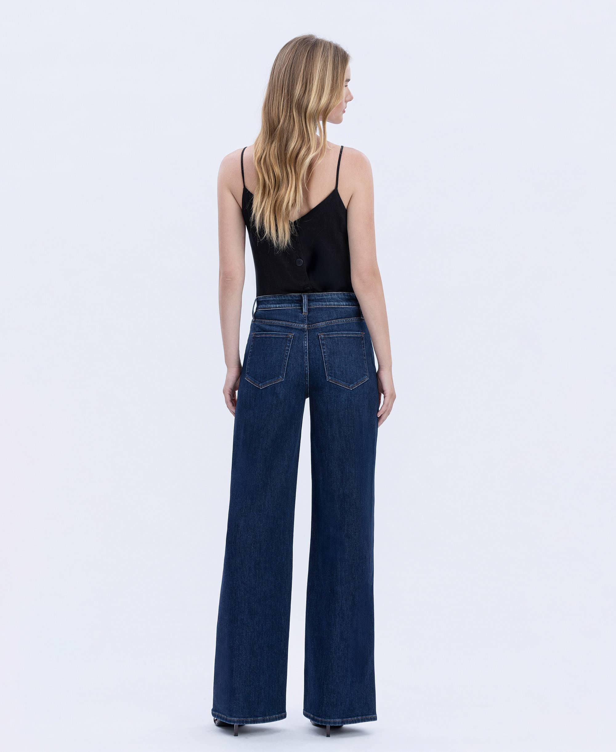 Vervet SUPER HIGH RISE FULL LENGTH DARK WASH WIDE JEANS
