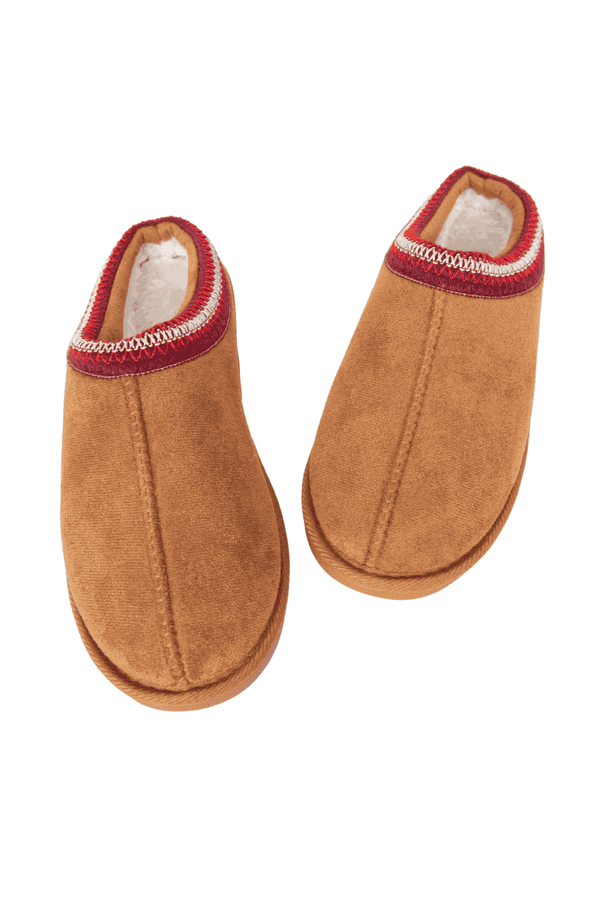 Chestnut Embroidered Slippers