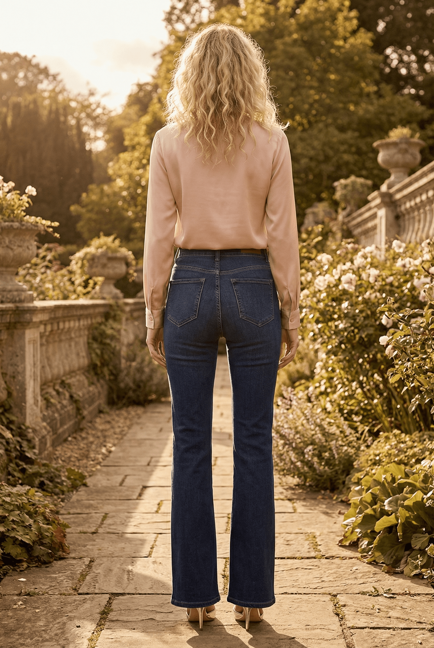 HIGH RISE STRETCH DOUBLE WAIST BOOTCUT JEANS
