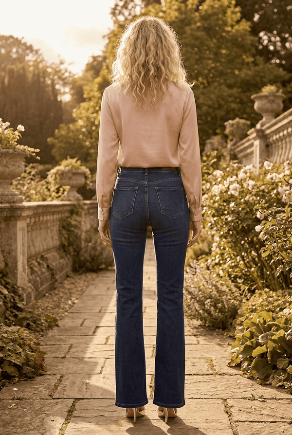 HIGH RISE STRETCH DOUBLE WAIST BOOTCUT JEANS