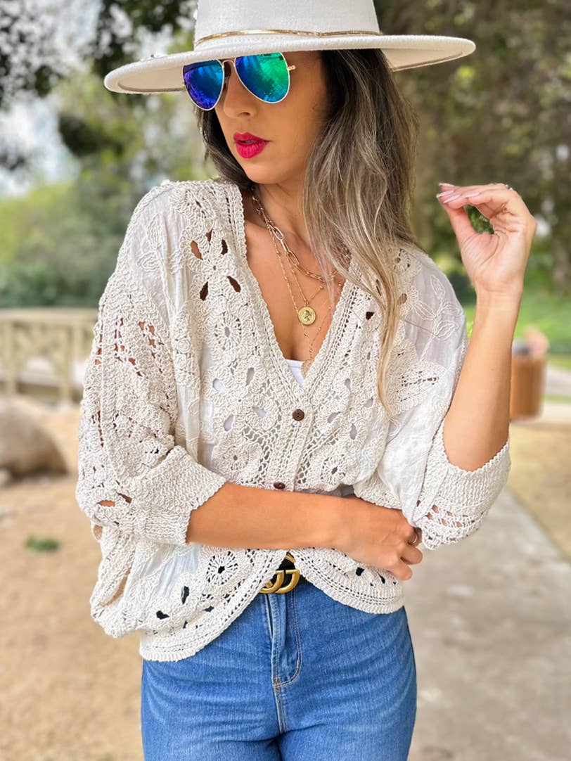 Ivory Crochet Lace Cardigan