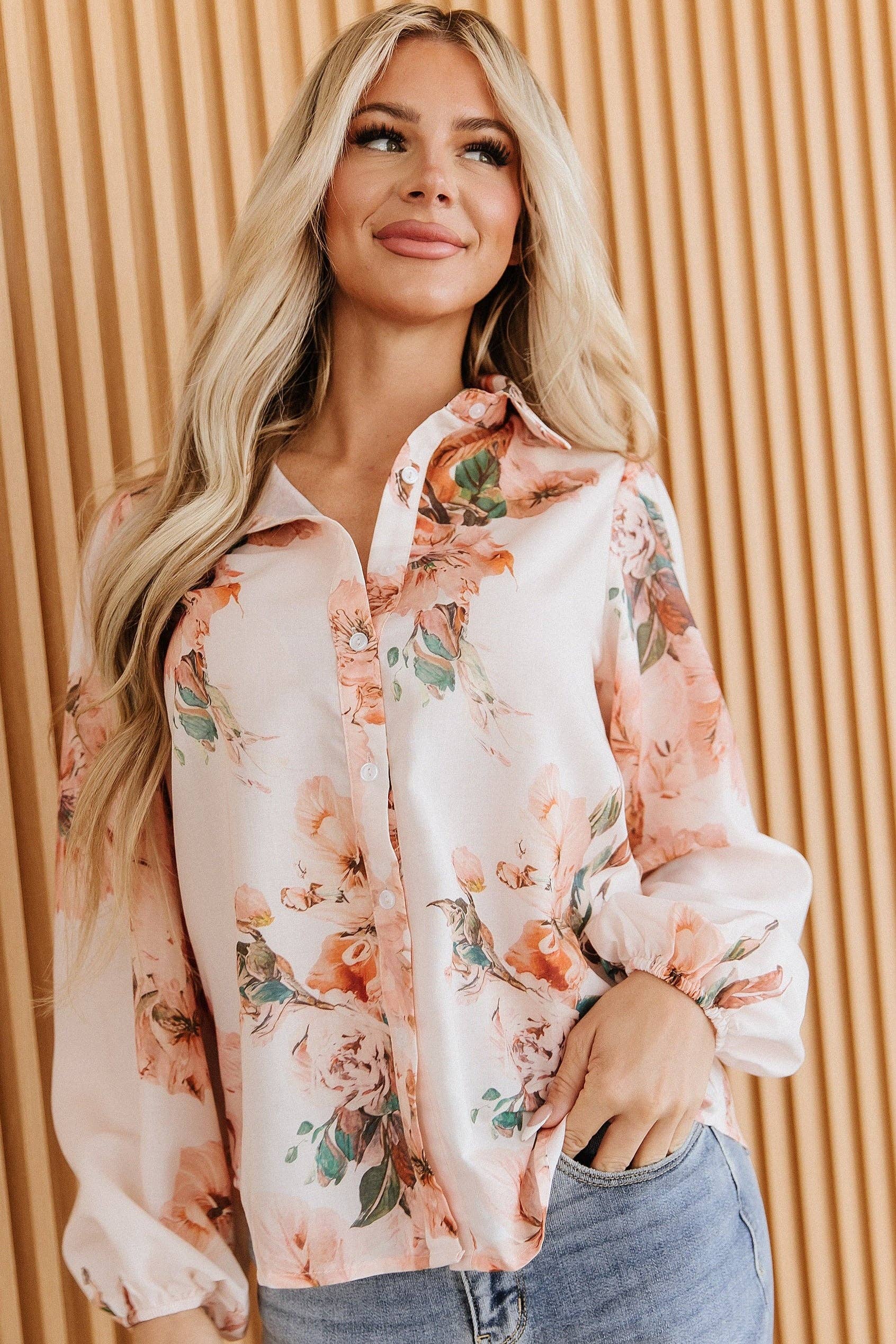 Elarae Floral Puff Sleeve Blouse
