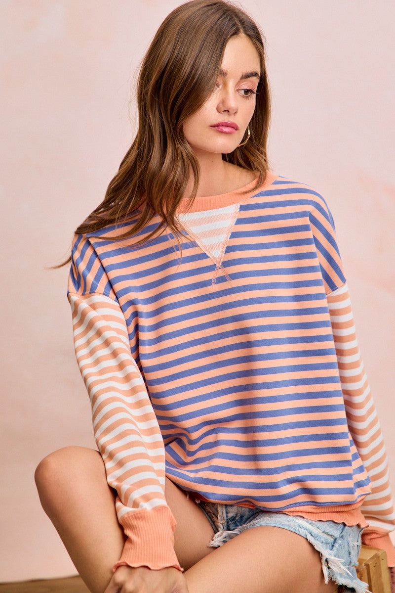 Stripe Terry Mix and Match Pullover Top