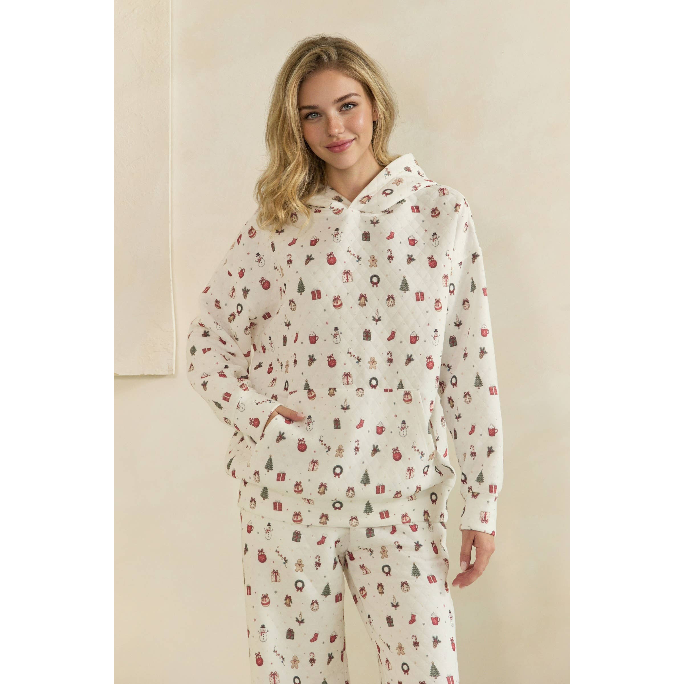Cozy Holiday Print Lounge Hoodie