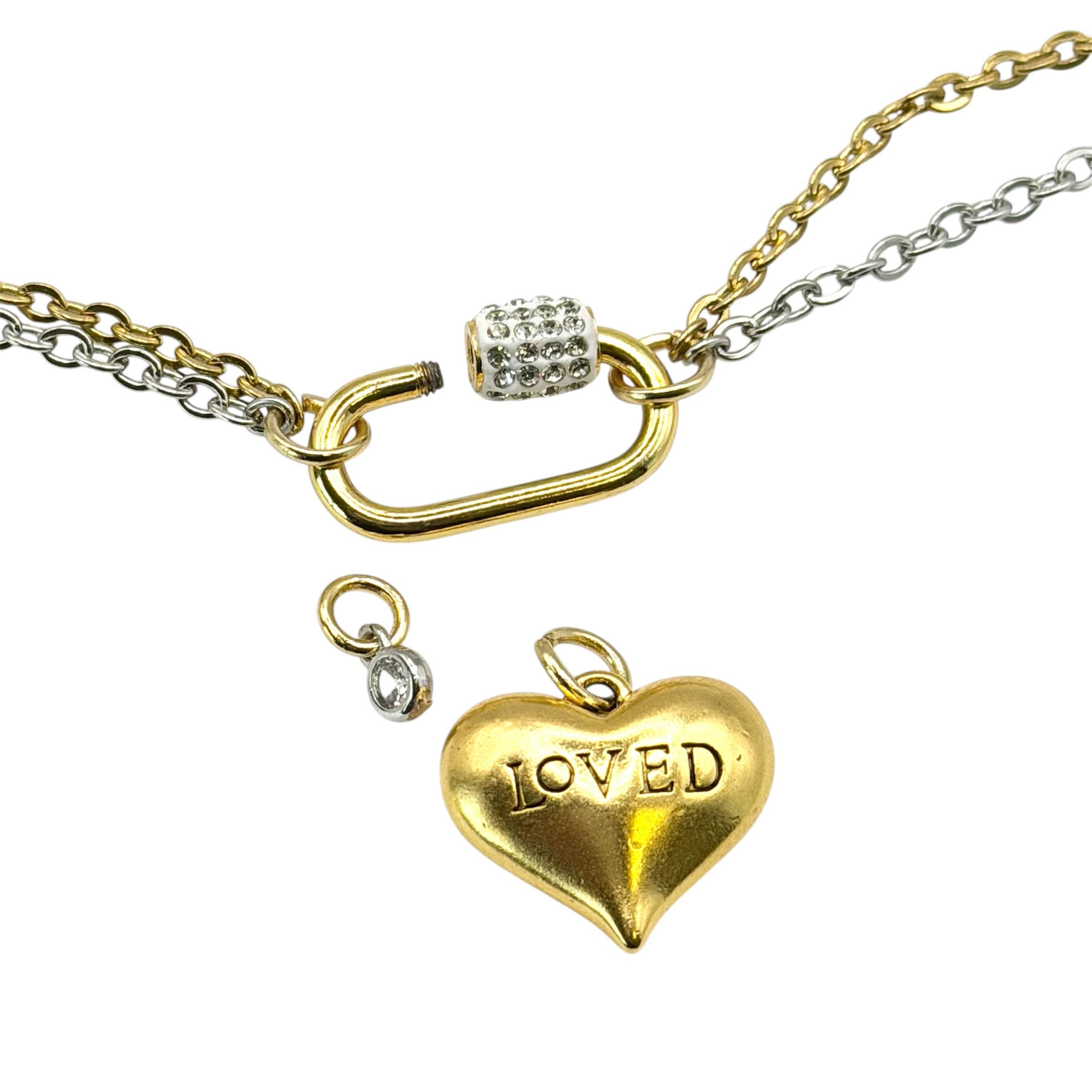 Charm necklace removable charms stainless steel mixed metal 