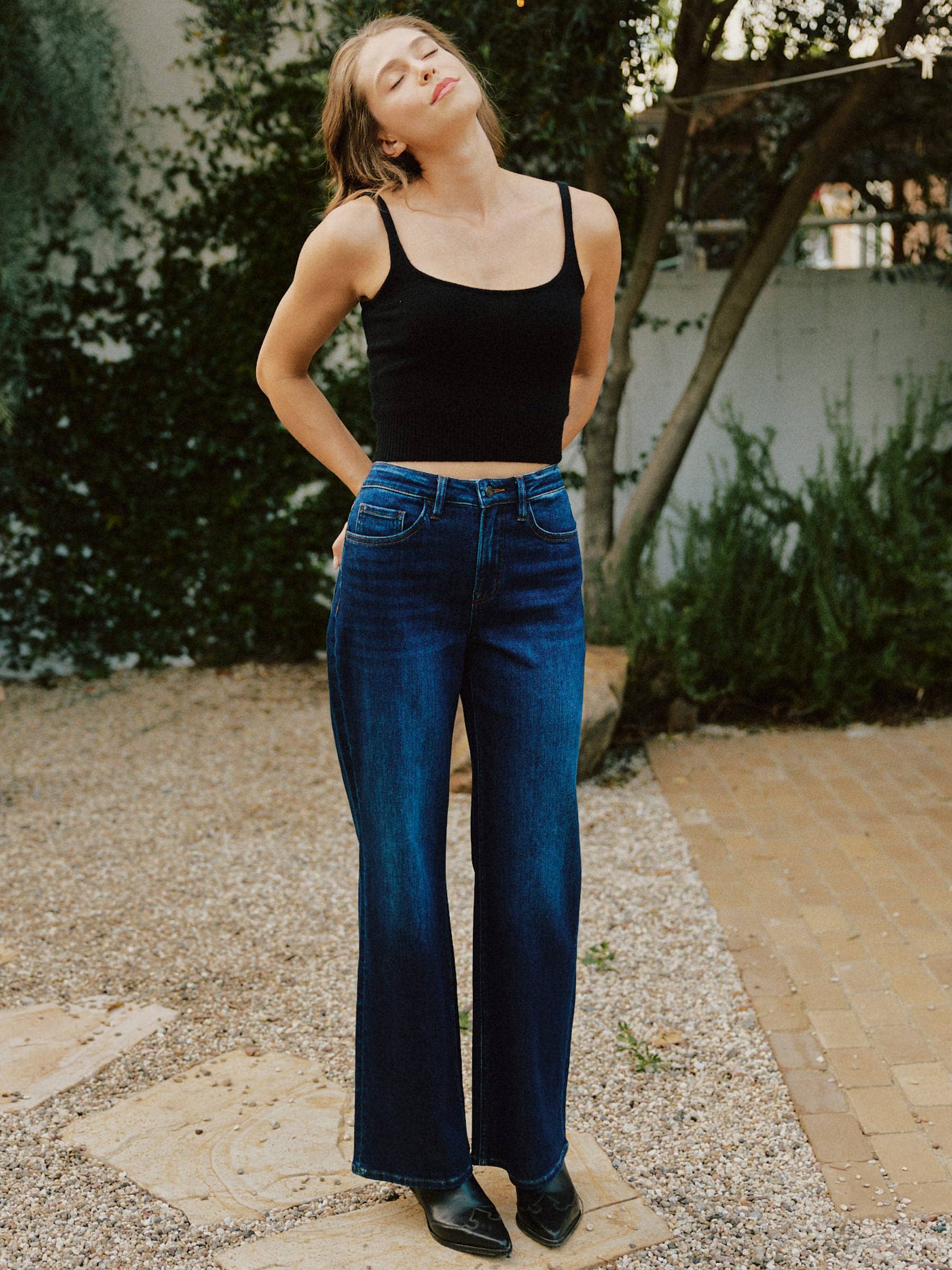 Vervet SUPER HIGH RISE FULL LENGTH DARK WASH WIDE JEANS