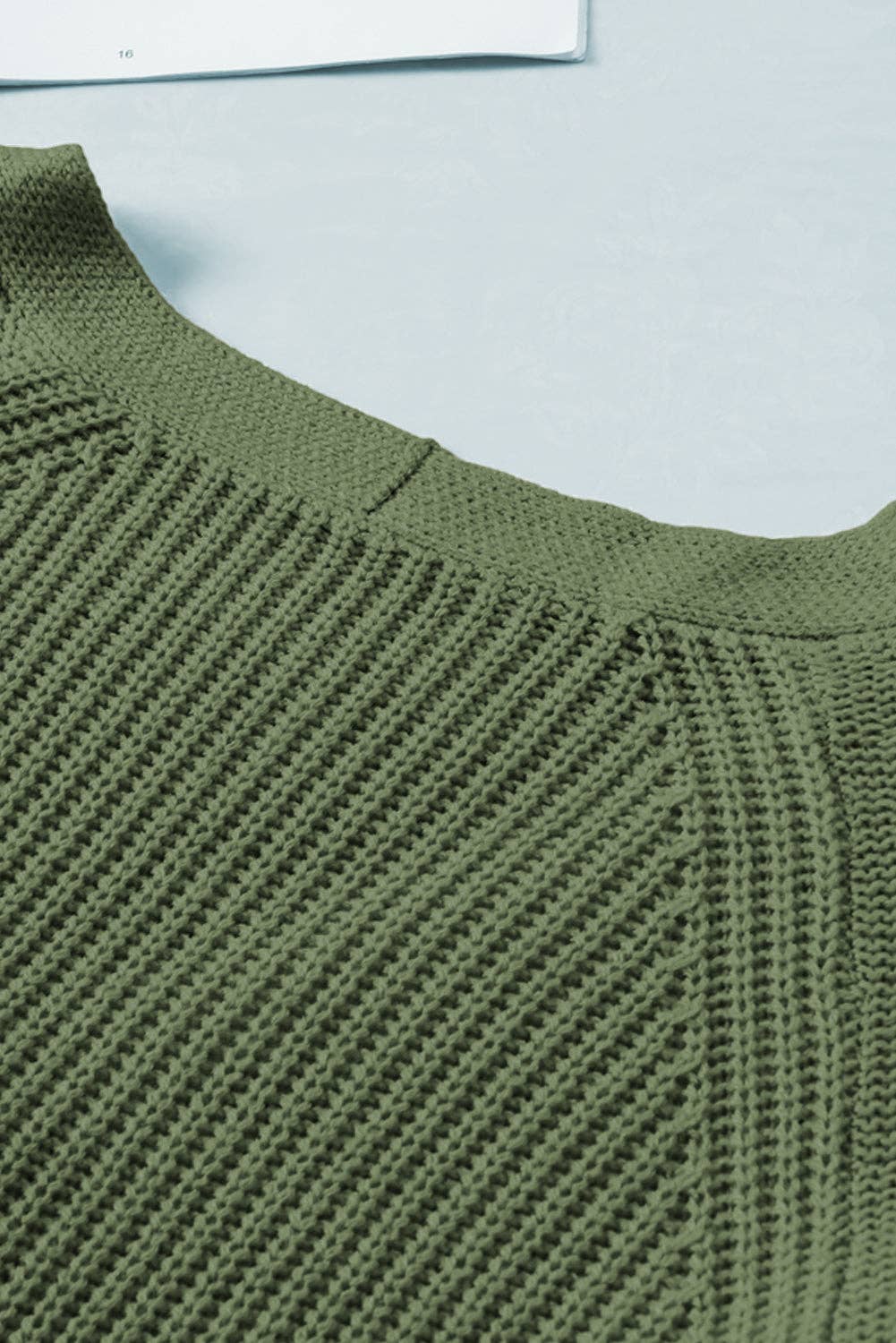 Knit V Neck Bishop Sleeve Button Cardigan