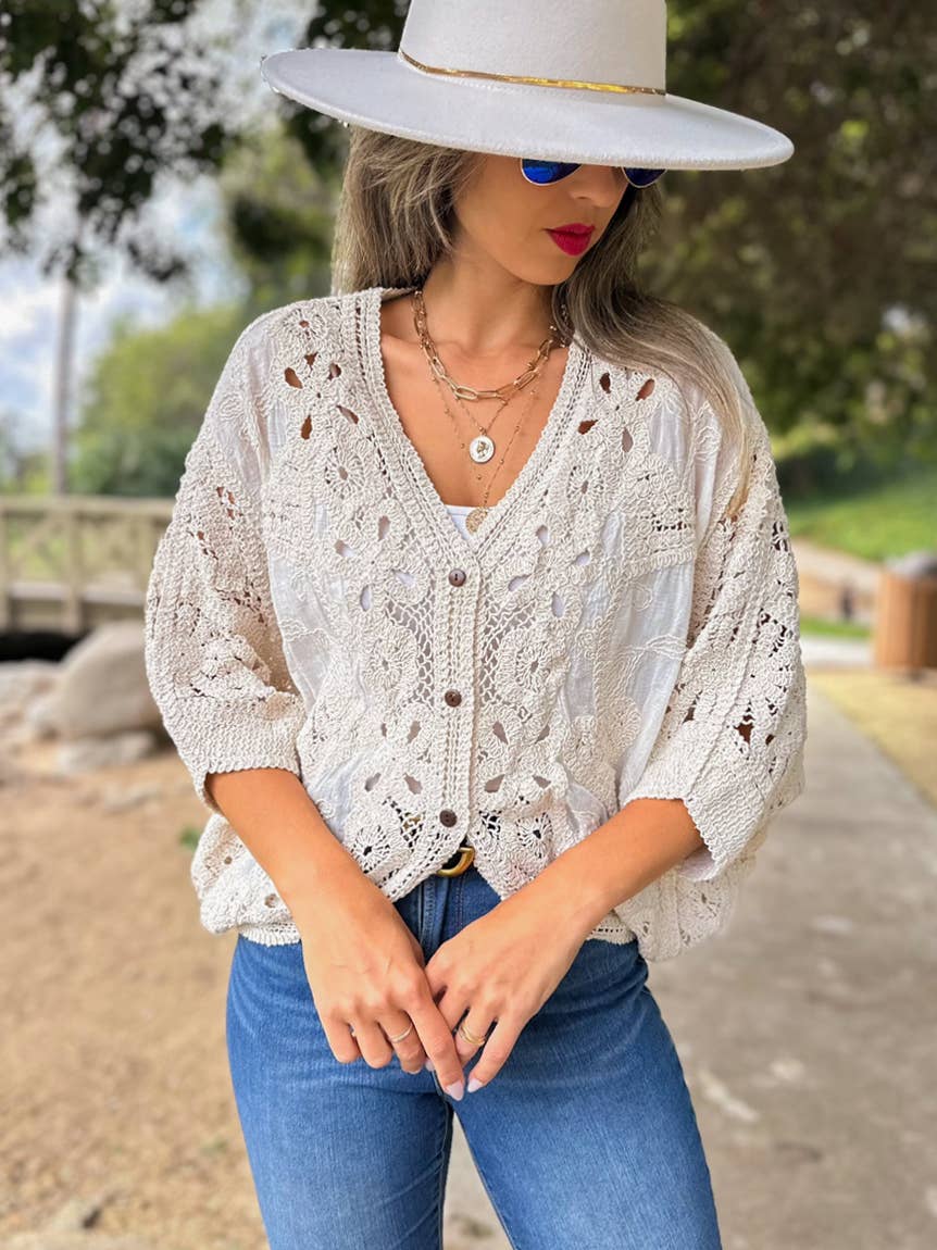 Ivory Crochet Lace Cardigan