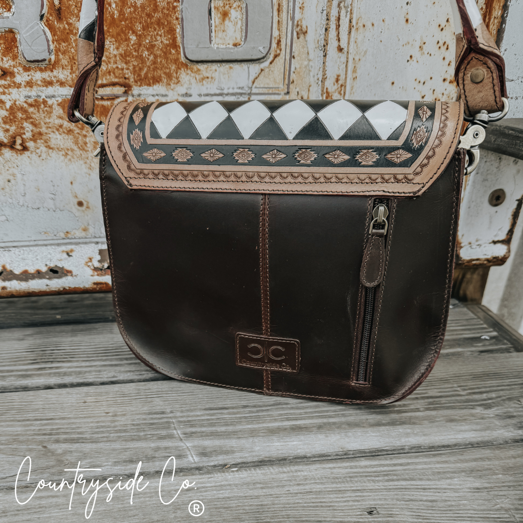 Zadie Tooled Leather Checkered Handbag
