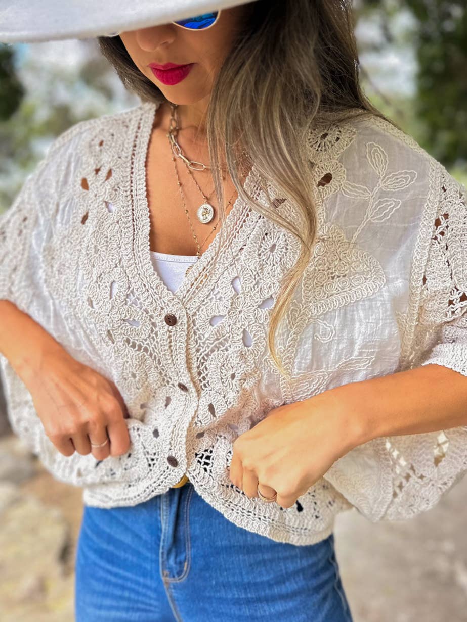 Ivory Crochet Lace Cardigan