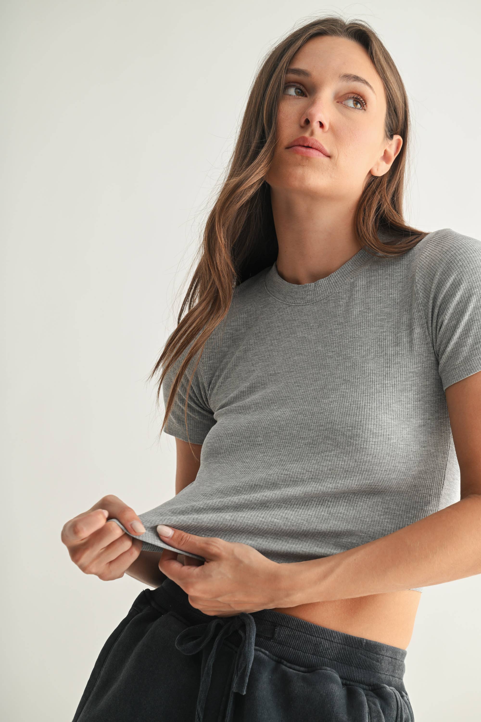 Essential Micro-Ribbed Athleisure Baby Tee