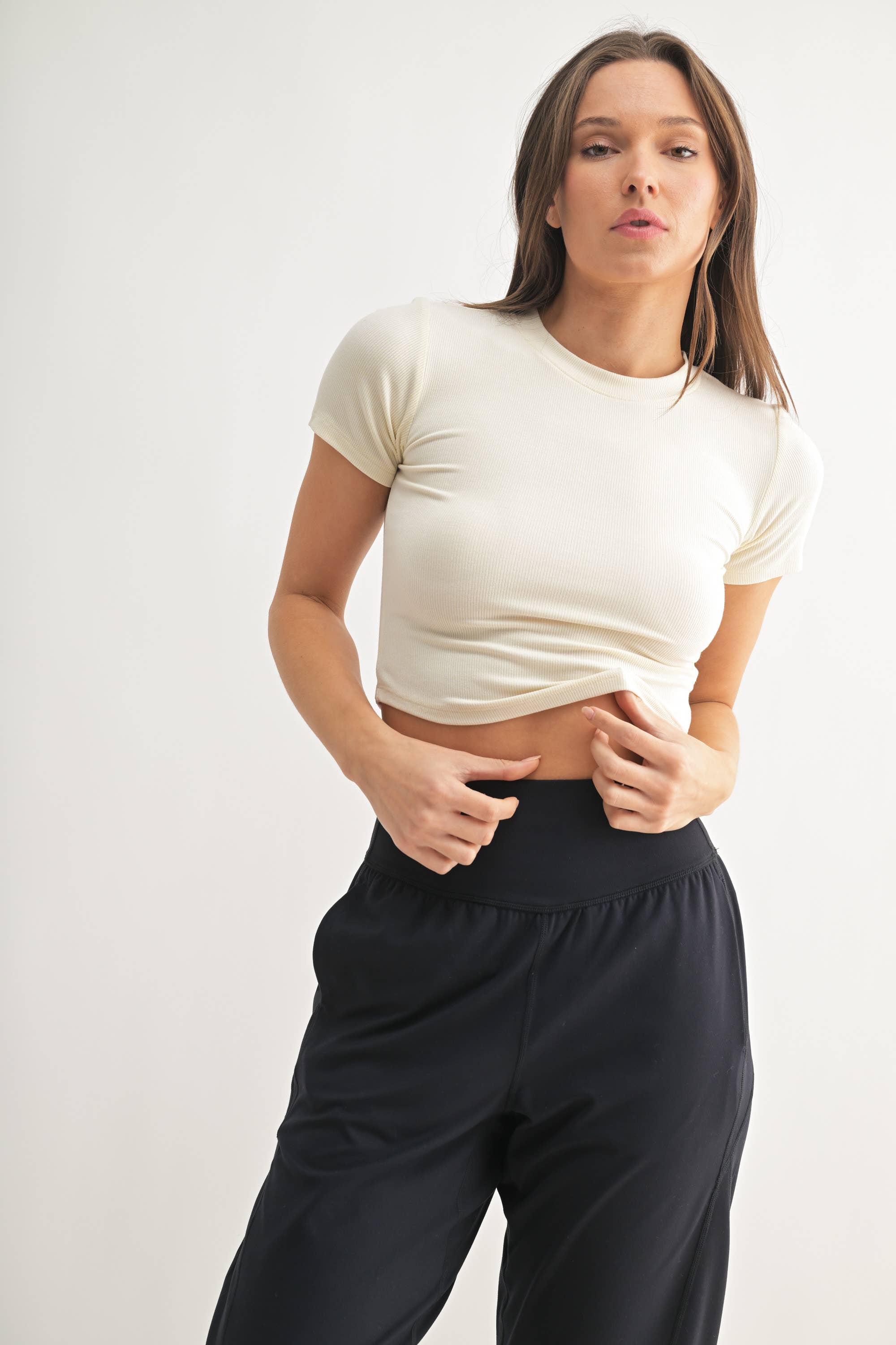 Essential Micro-Ribbed Athleisure Baby Tee