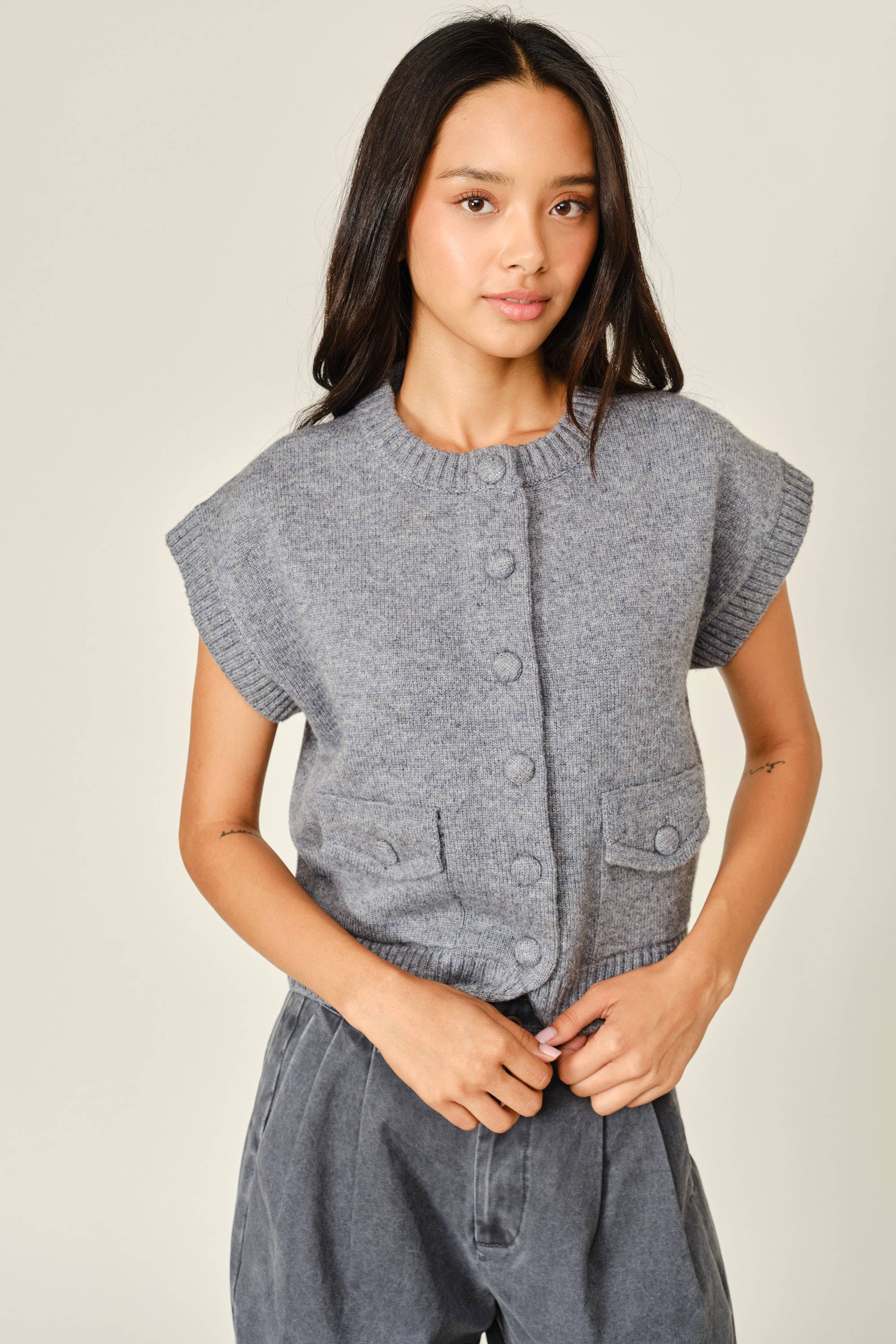 COZY BUTTON-DOWN SWEATER VEST
