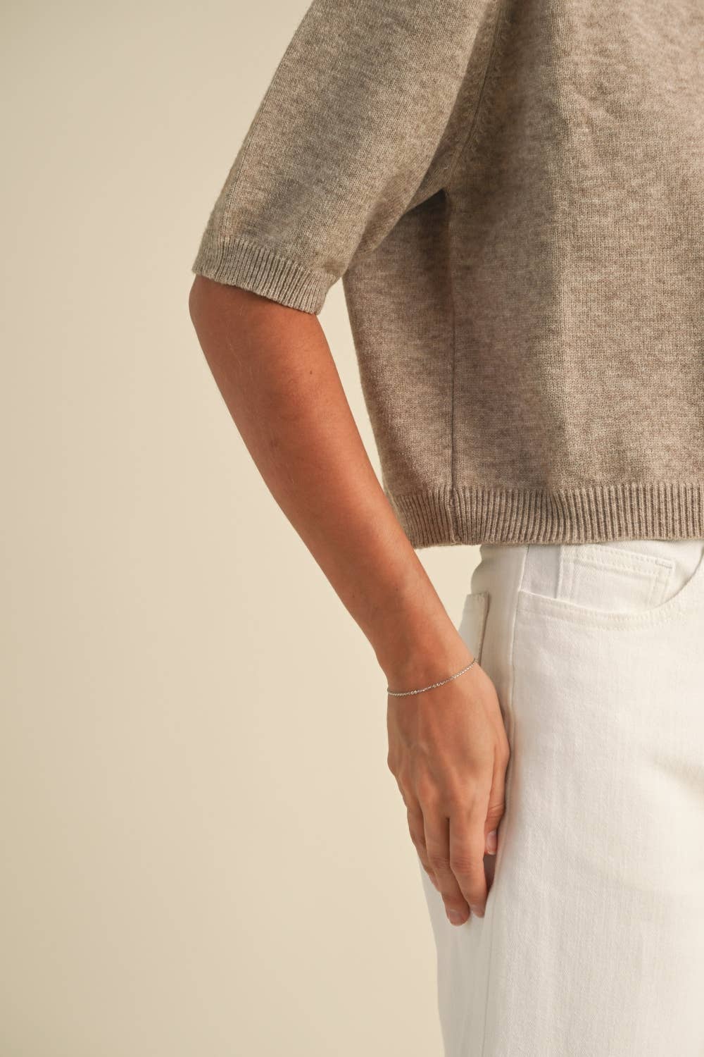 Classic ribbed - SHORT SLEEVE SWEATER TOP