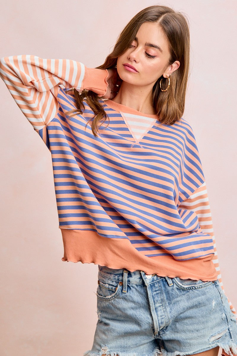 Stripe Terry Mix and Match Pullover Top