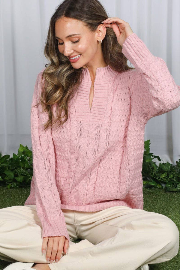 Casual Cable V-Neck Knitted Sweater