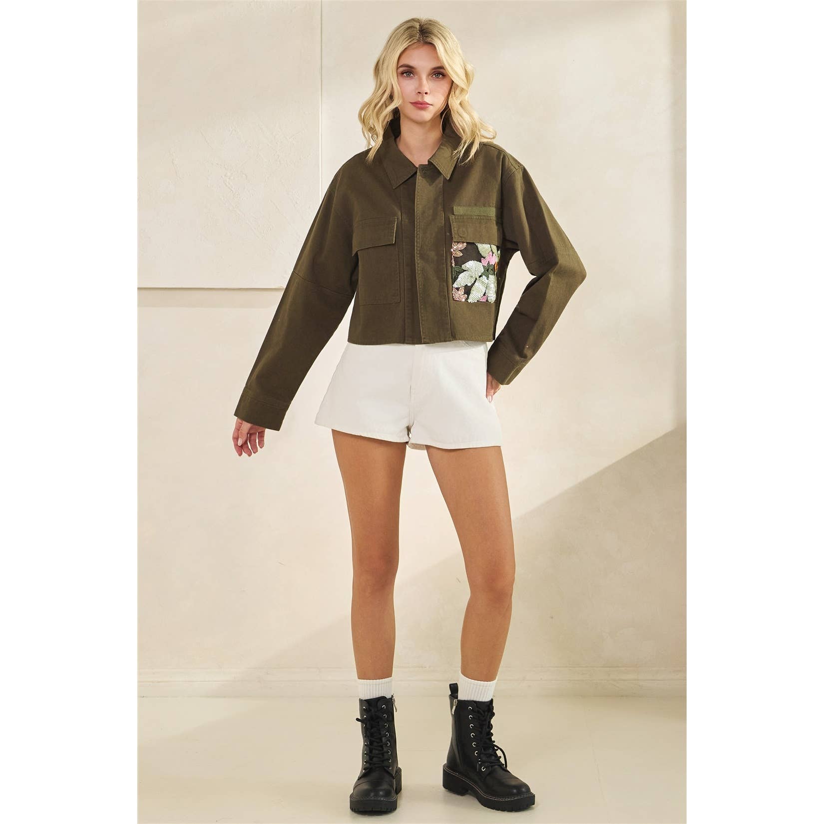 Vervet - Flower Sequins Contrast Jacket