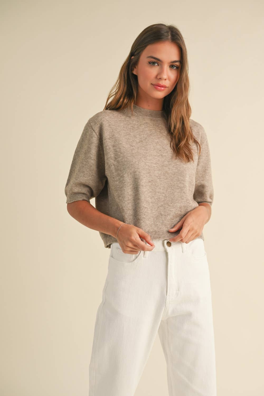 Classic ribbed - SHORT SLEEVE SWEATER TOP