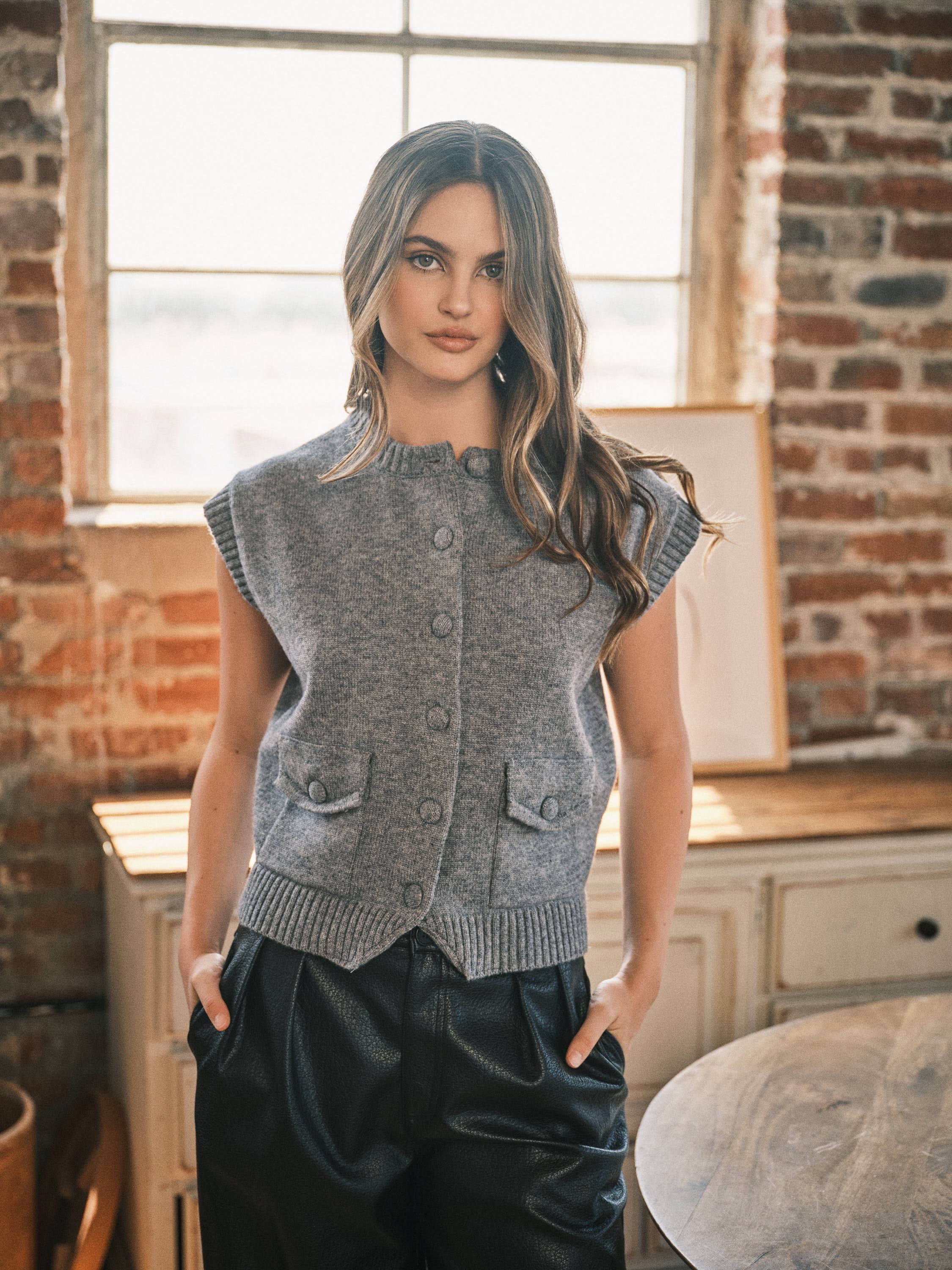 COZY BUTTON-DOWN SWEATER VEST