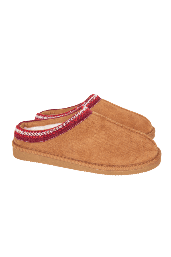 Chestnut Embroidered Slippers