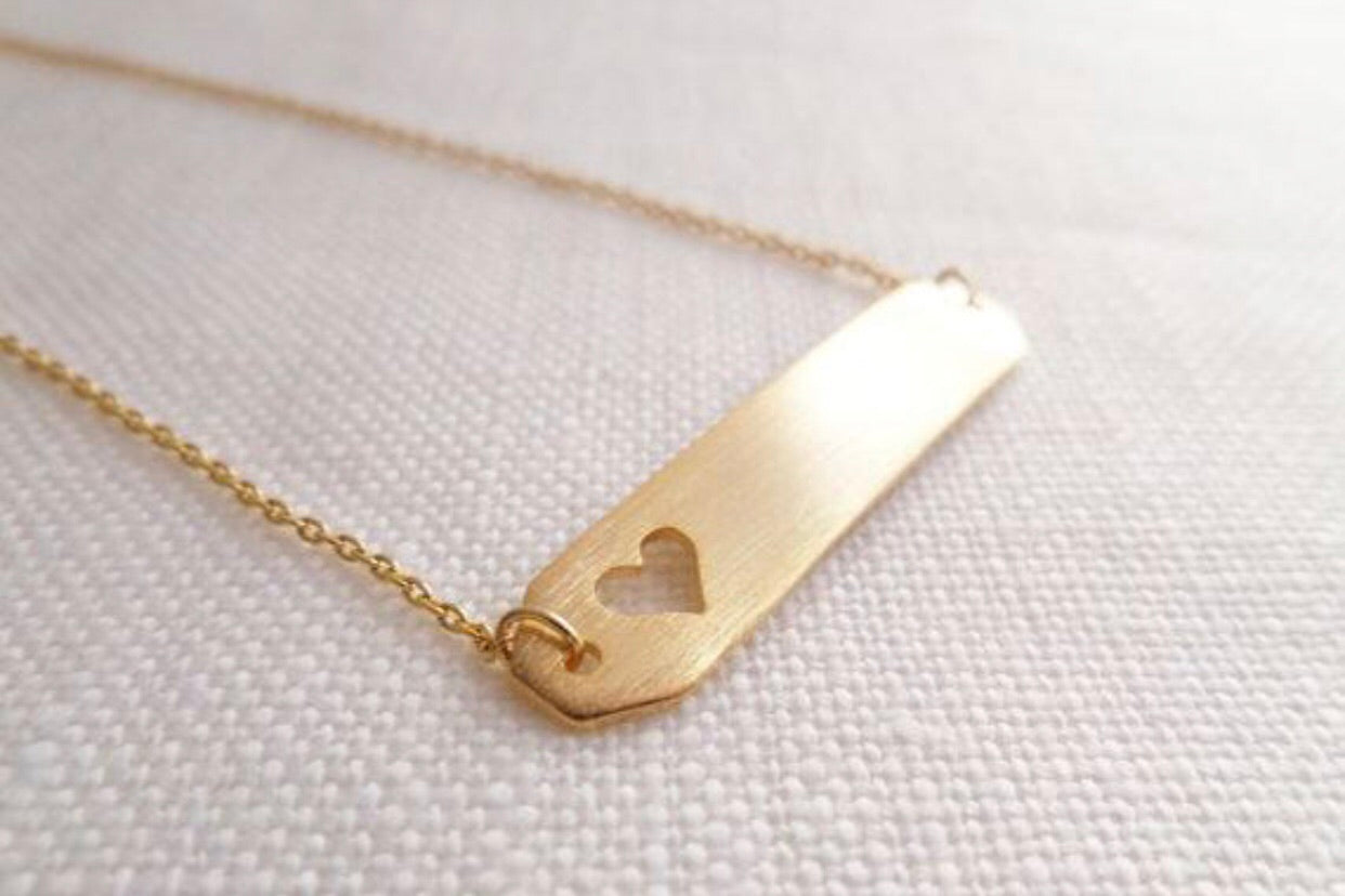 Open Heart Bar Pendant Necklace