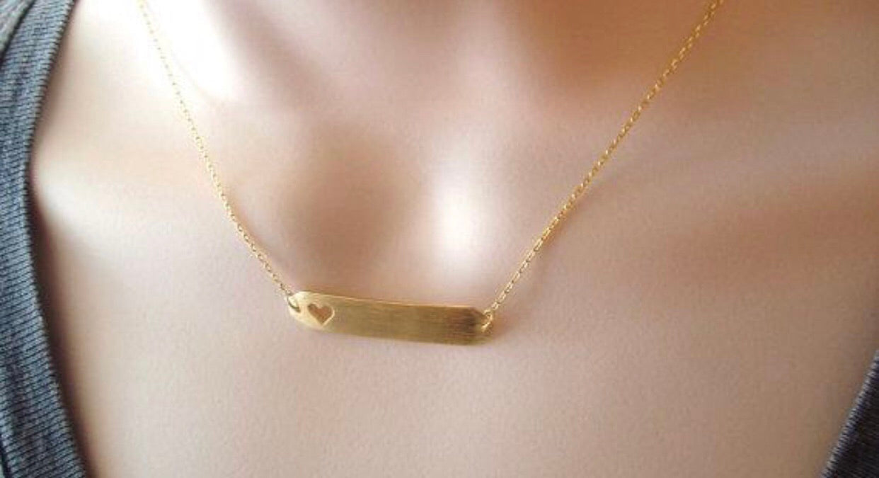 Open Heart Bar Pendant Necklace