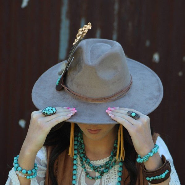 Leather Cuff With Blue Turquoise Chunks