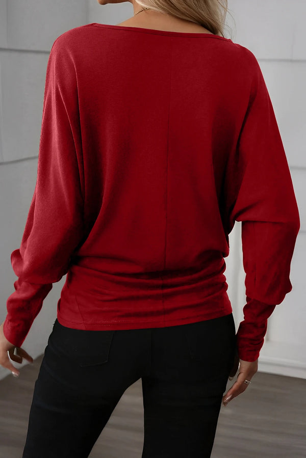 Solid Color Extended Cuffs Long Sleeve Top