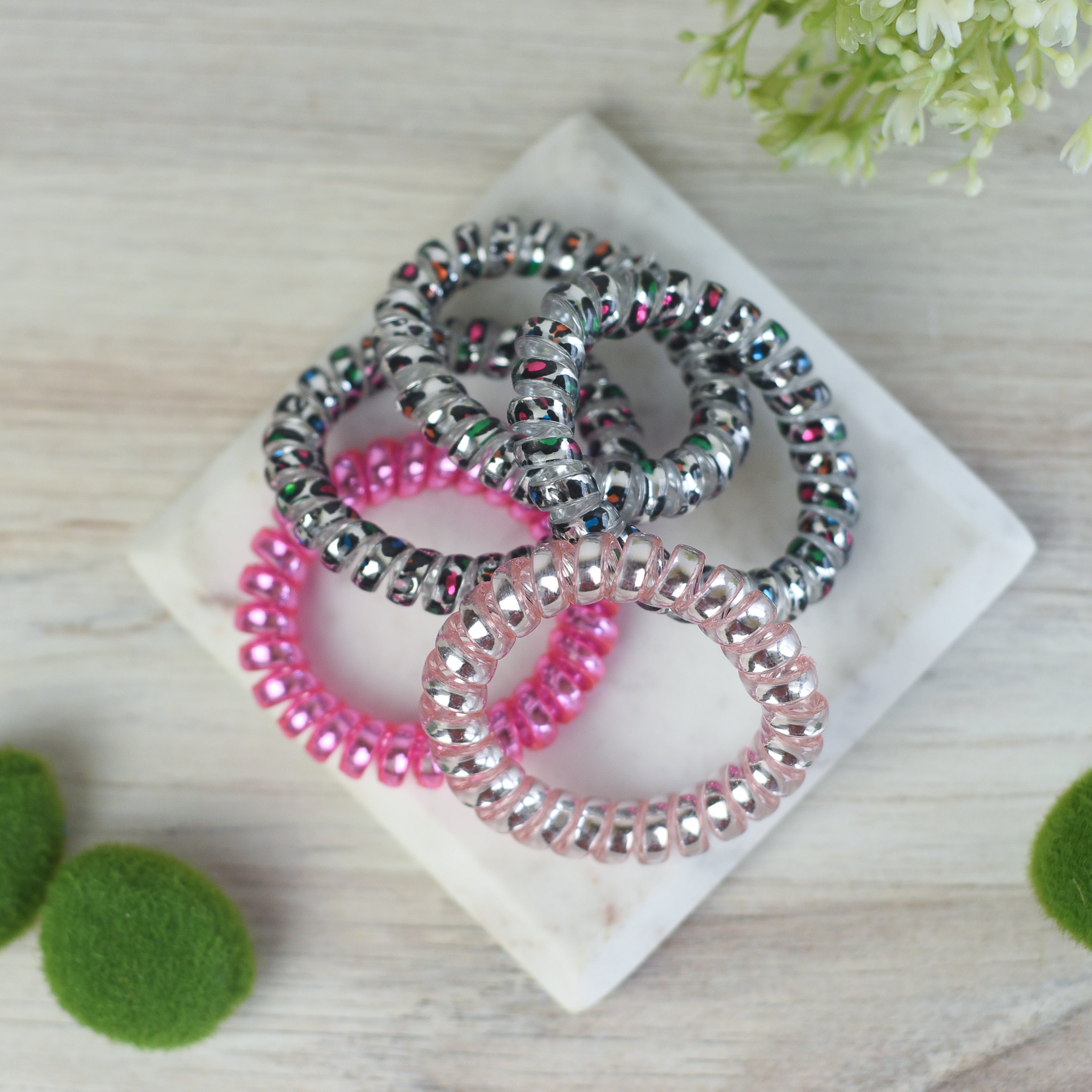 Large Lauren Lane Hair Coil Set in Pink Leopard