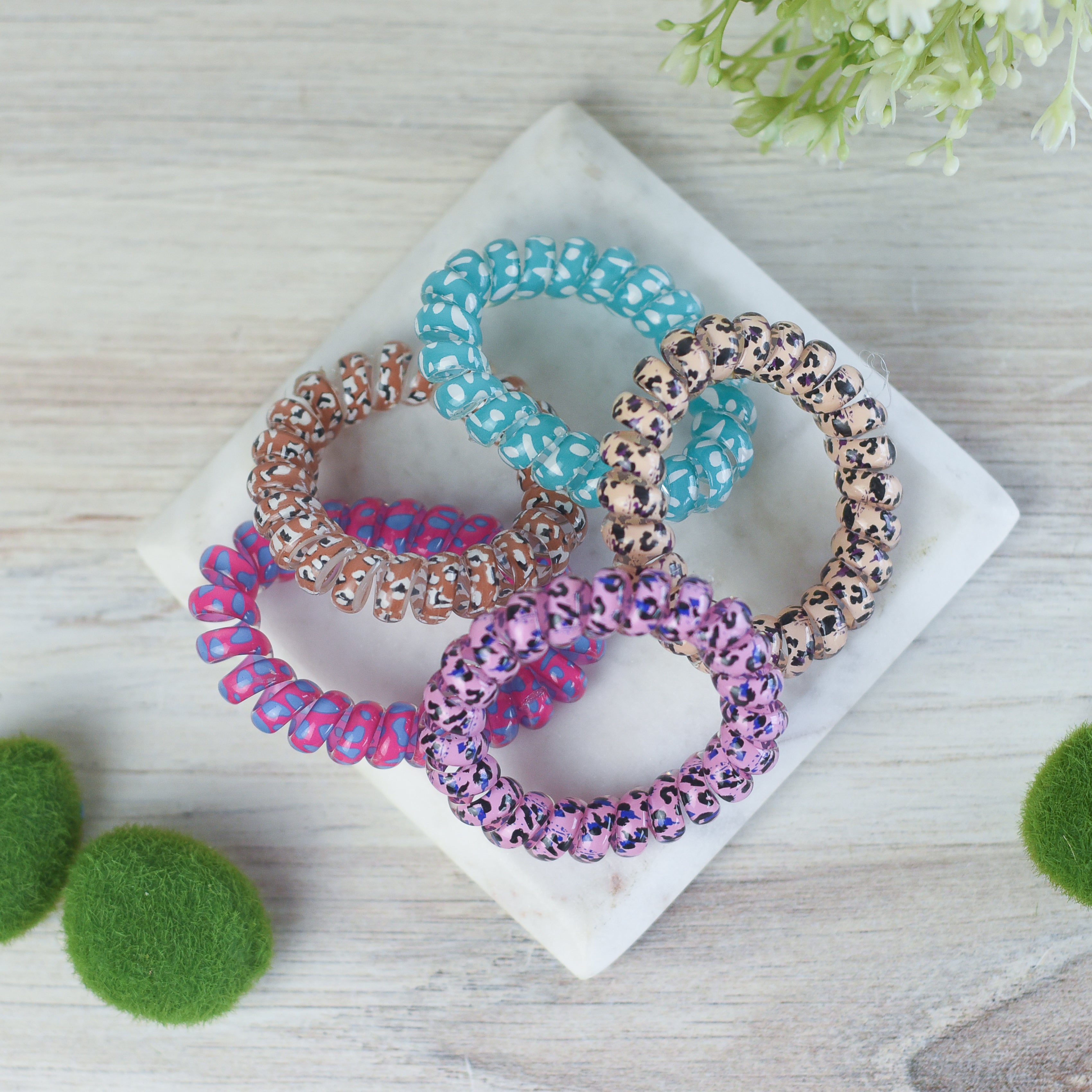 Large Lauren Lane Hair Coil Set in Mixed Leopard