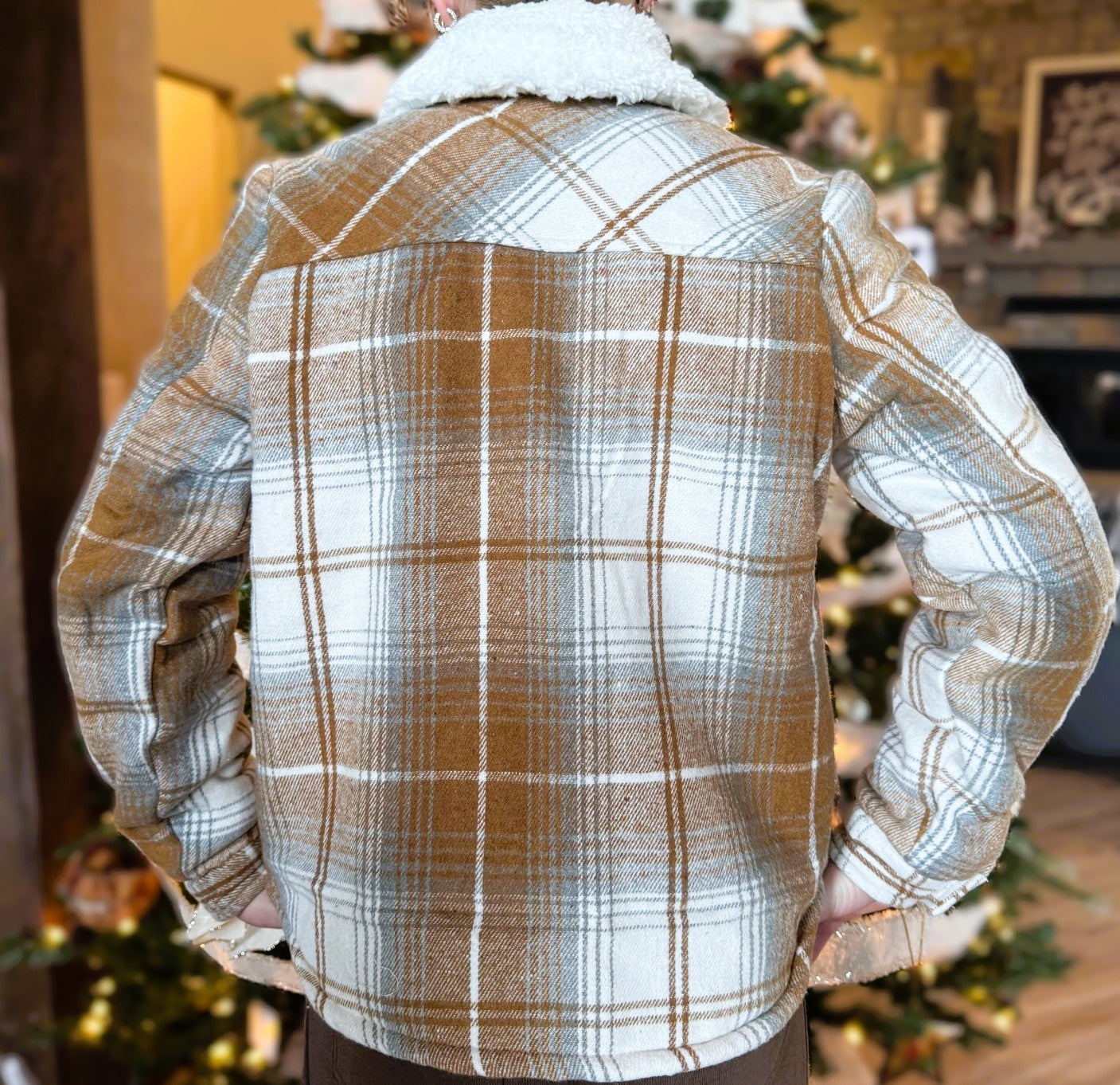 Sherpa Button Down Plaid Flannel Shacket