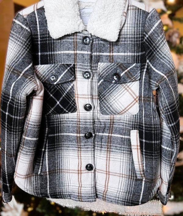 Sherpa Button Down Plaid Flannel Shacket