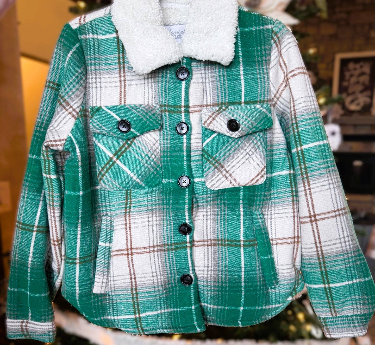 Sherpa Button Down Plaid Flannel Shacket
